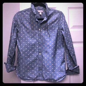 Chambray polka dot blouse